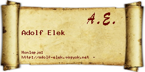 Adolf Elek névjegykártya